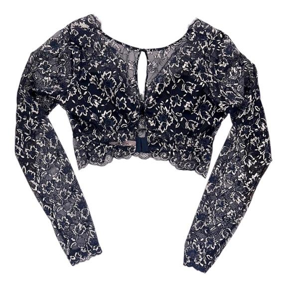 Victoria Secret Dream Angels Allure Shimmer Long-Sleeve Bra Longline Navy Large - Picture 10 of 15